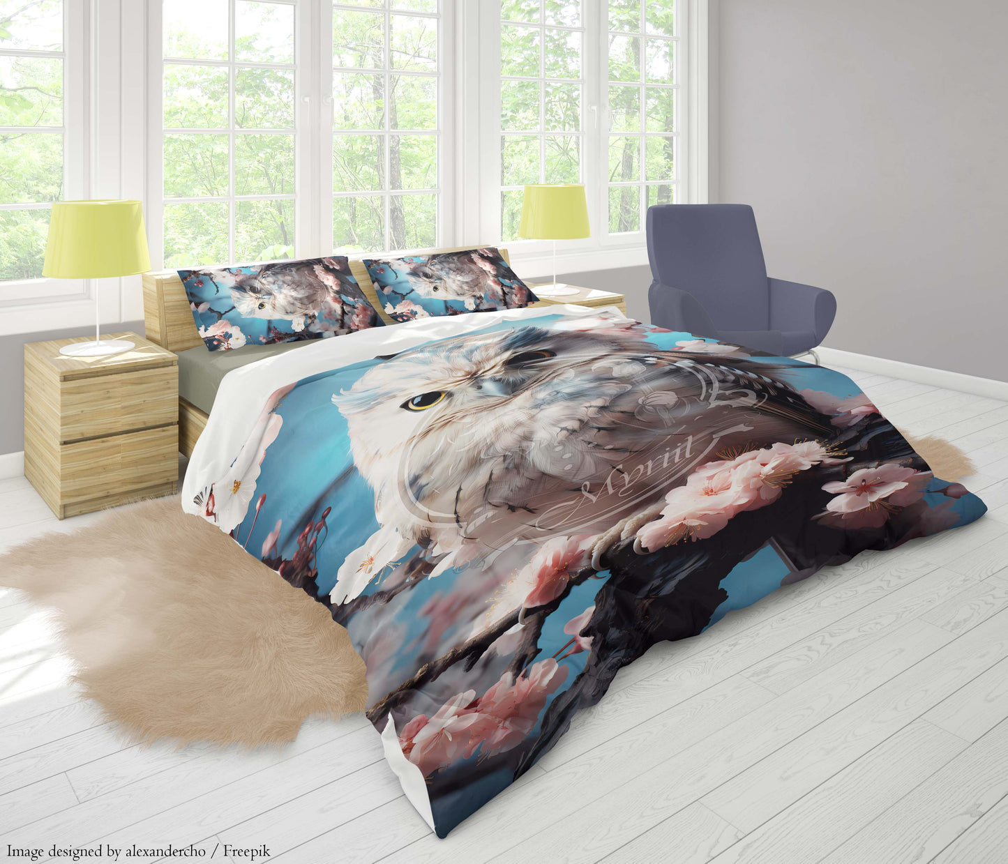 An owl perched on a tree