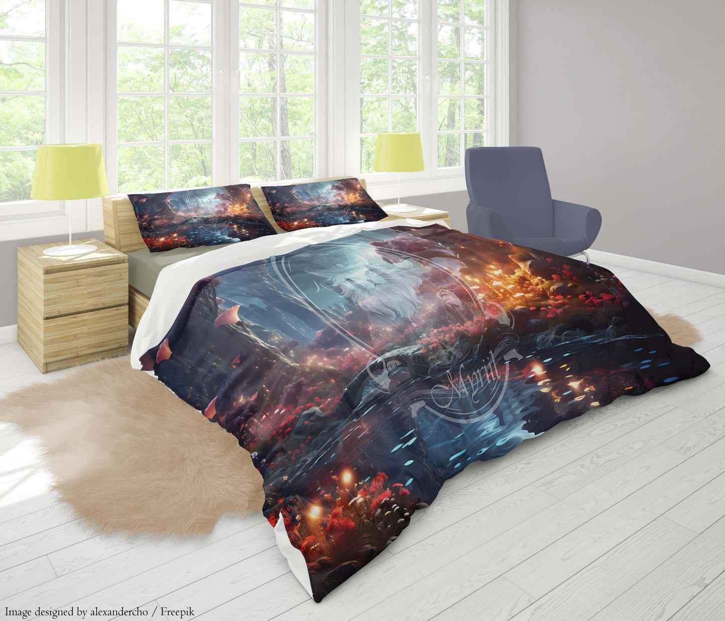 Lichtgevend bos bij nacht