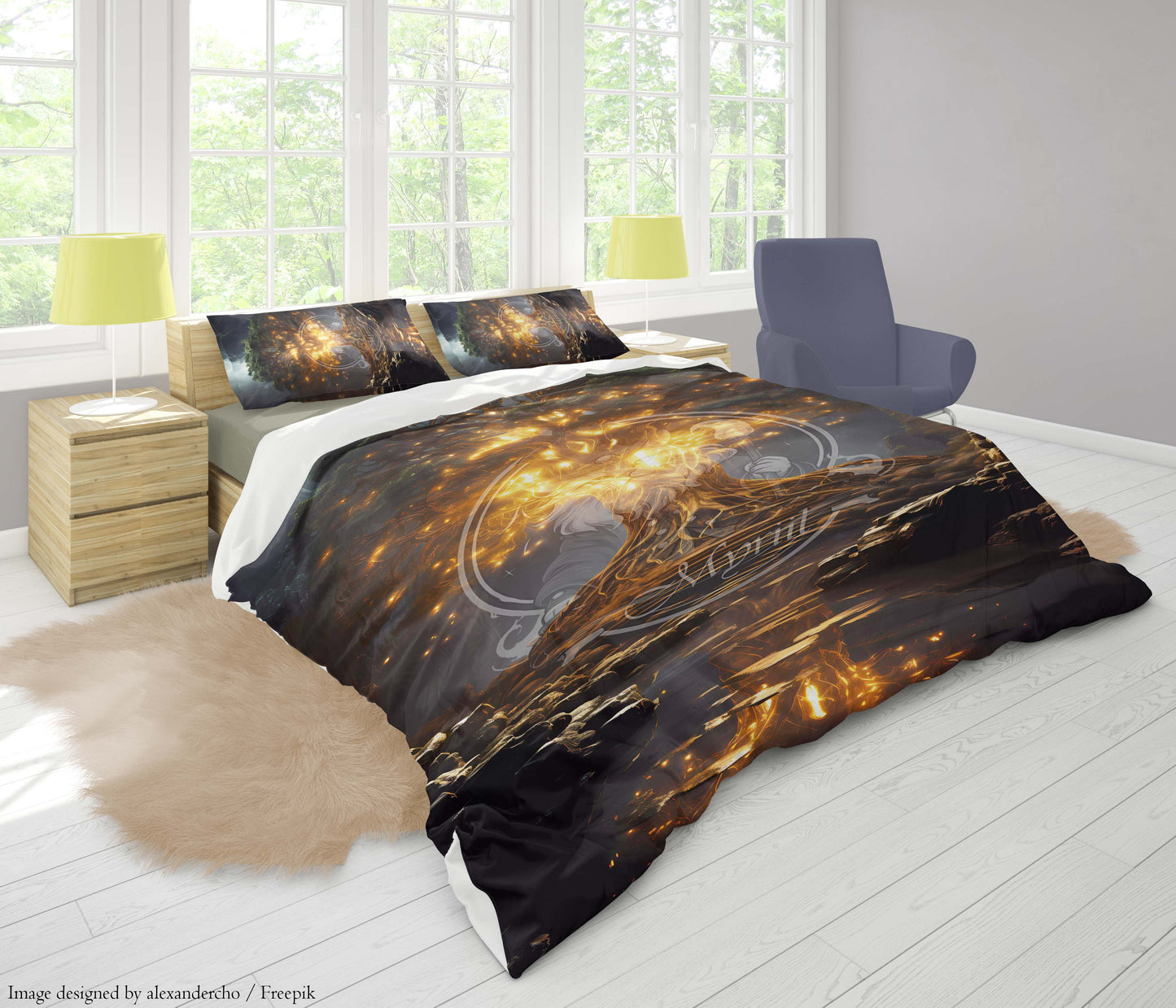 Gloeiende boom in een grot