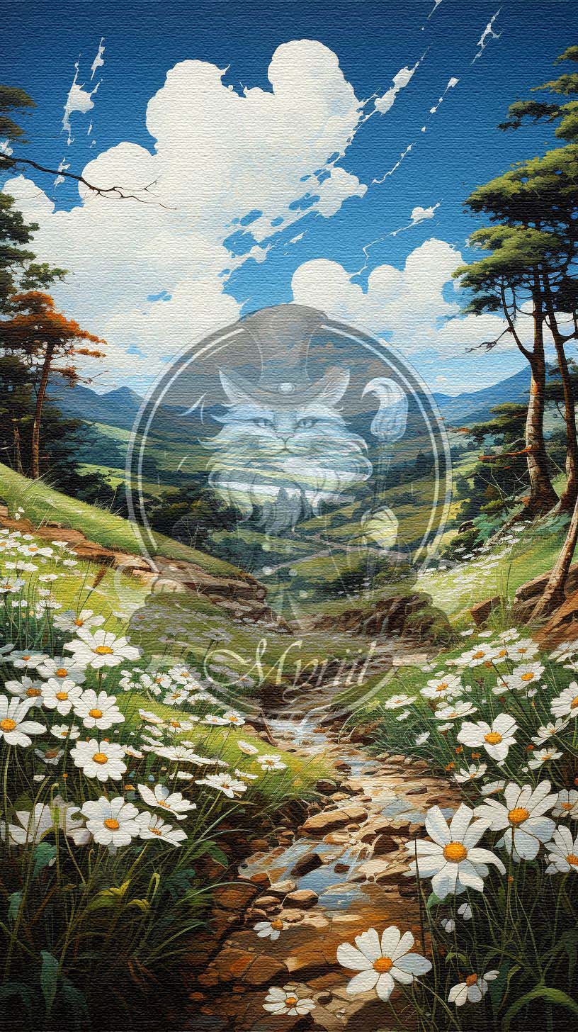Peaceful spring landscape on a sunny day