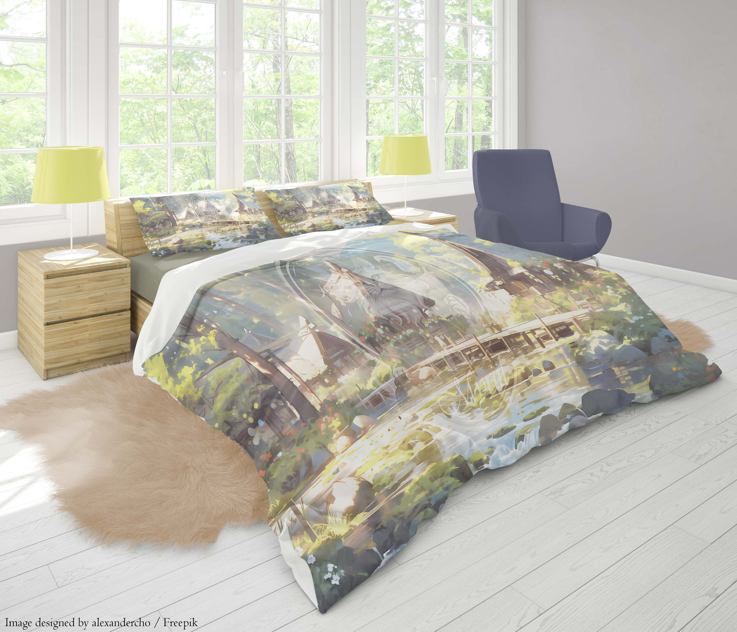 Rustig stadje in een weelderig bos