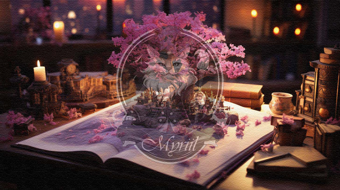 Tiny cherry blossom on a book