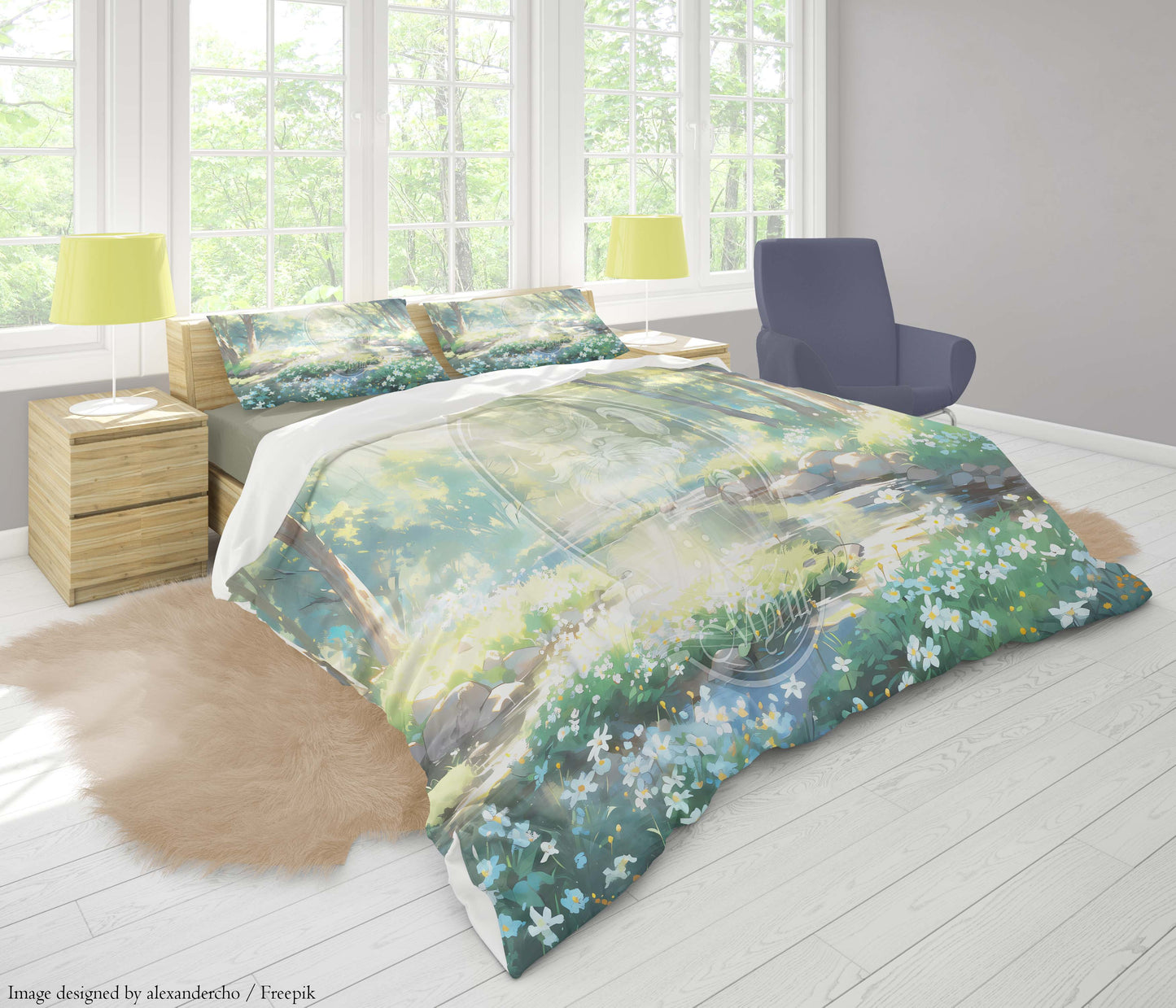 Peaceful spring in a lush forest