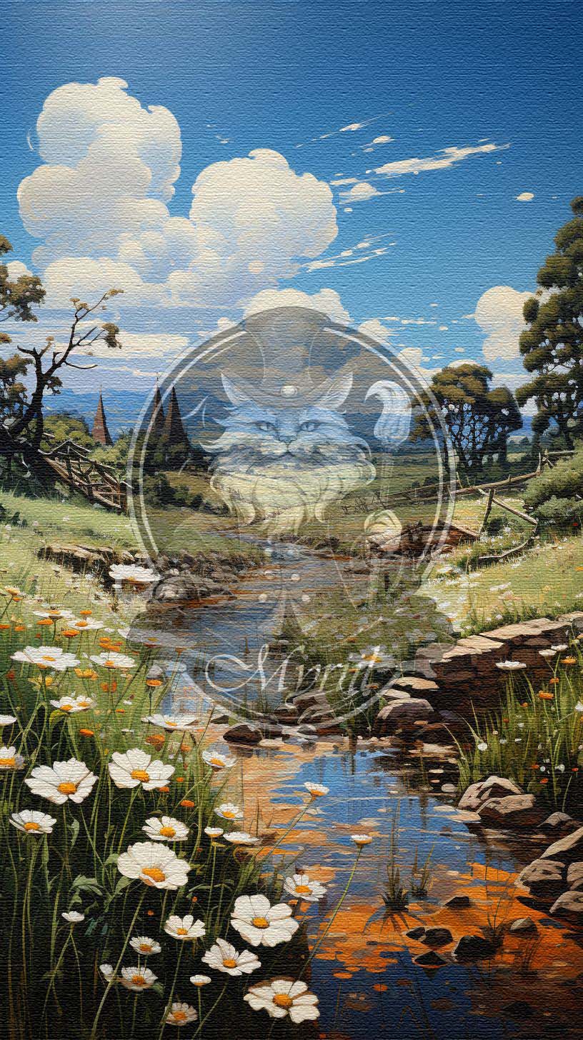 Olieverfschilderij van een stille beek
