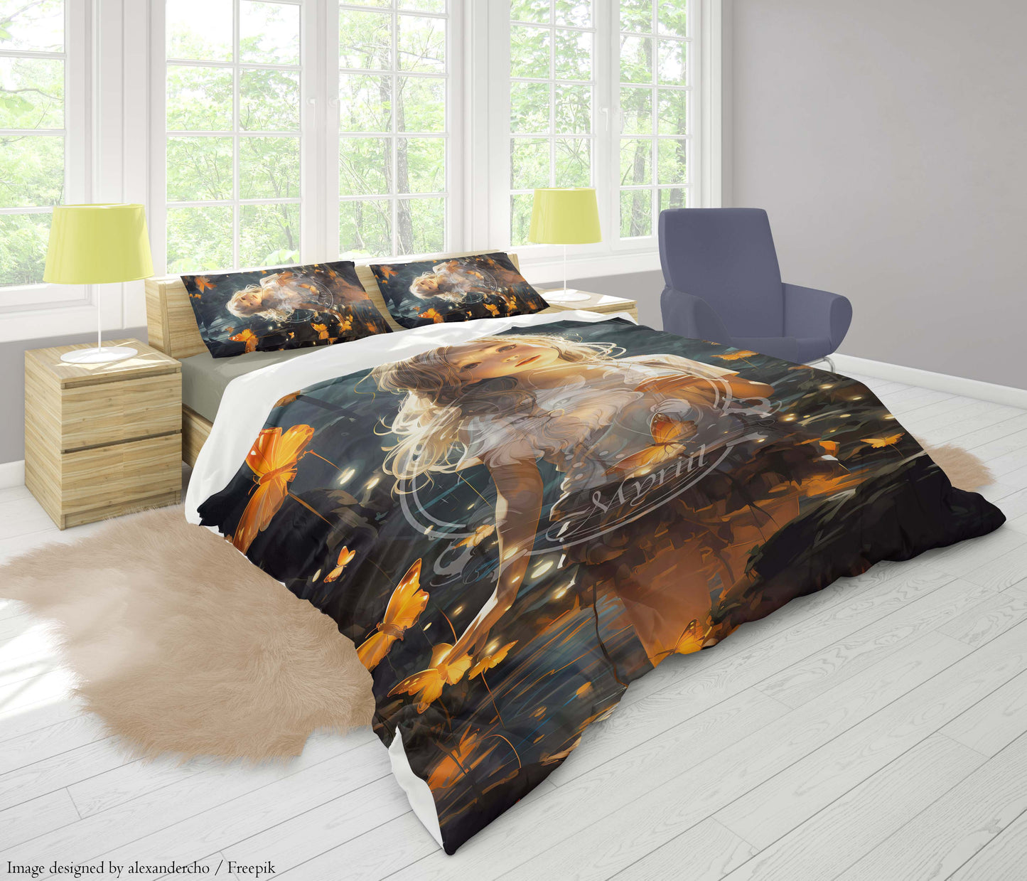 Meisje danst met vlinders