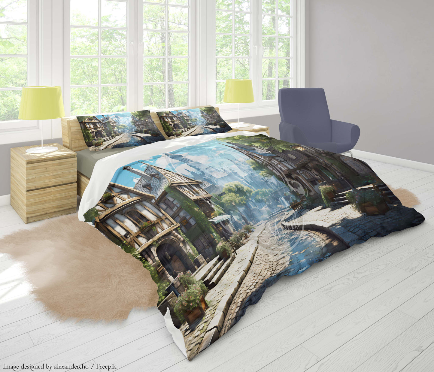 Middeleeuwse stadsstraten overdag