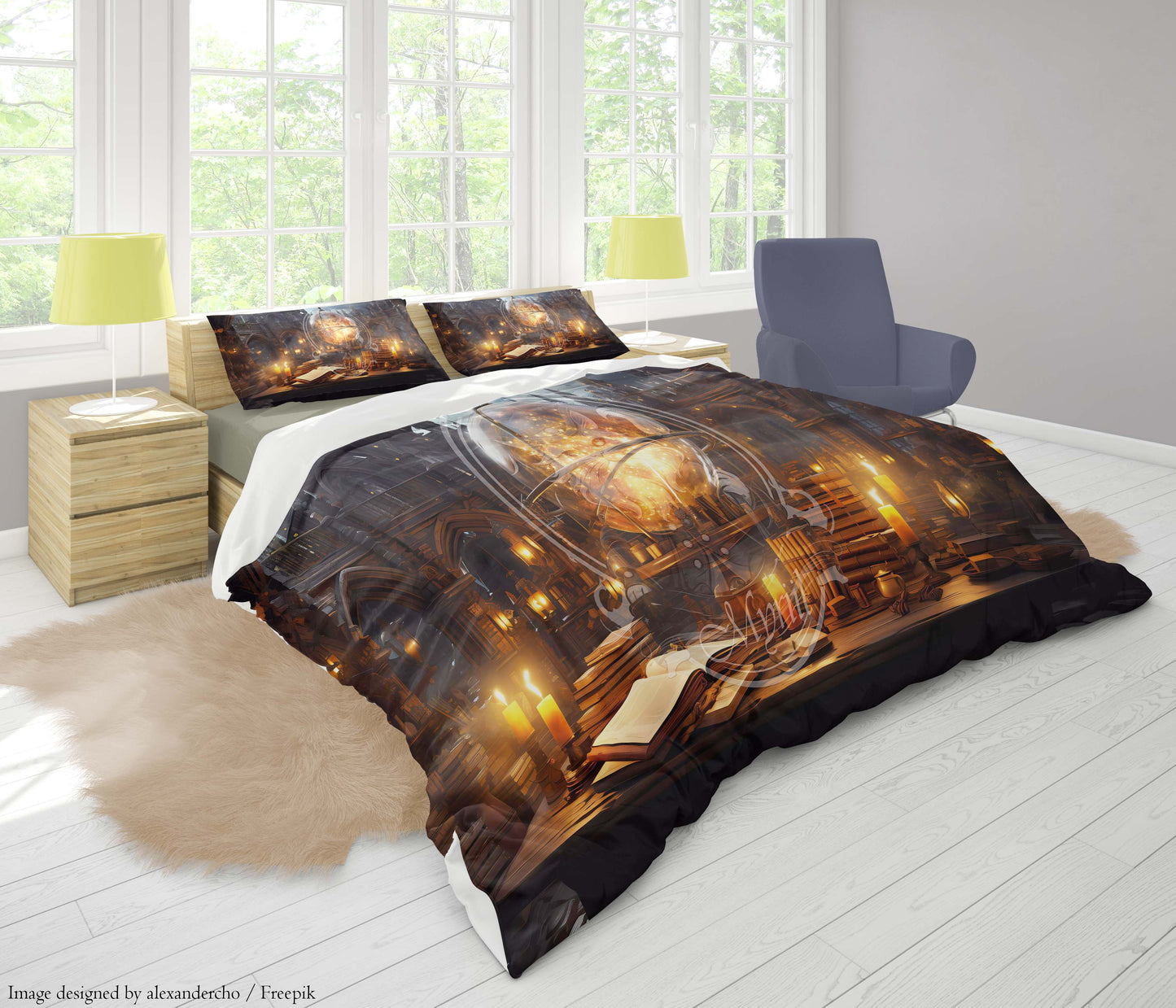 Bol gevuld met oneindige energie in de studeerkamer van een tovenaar