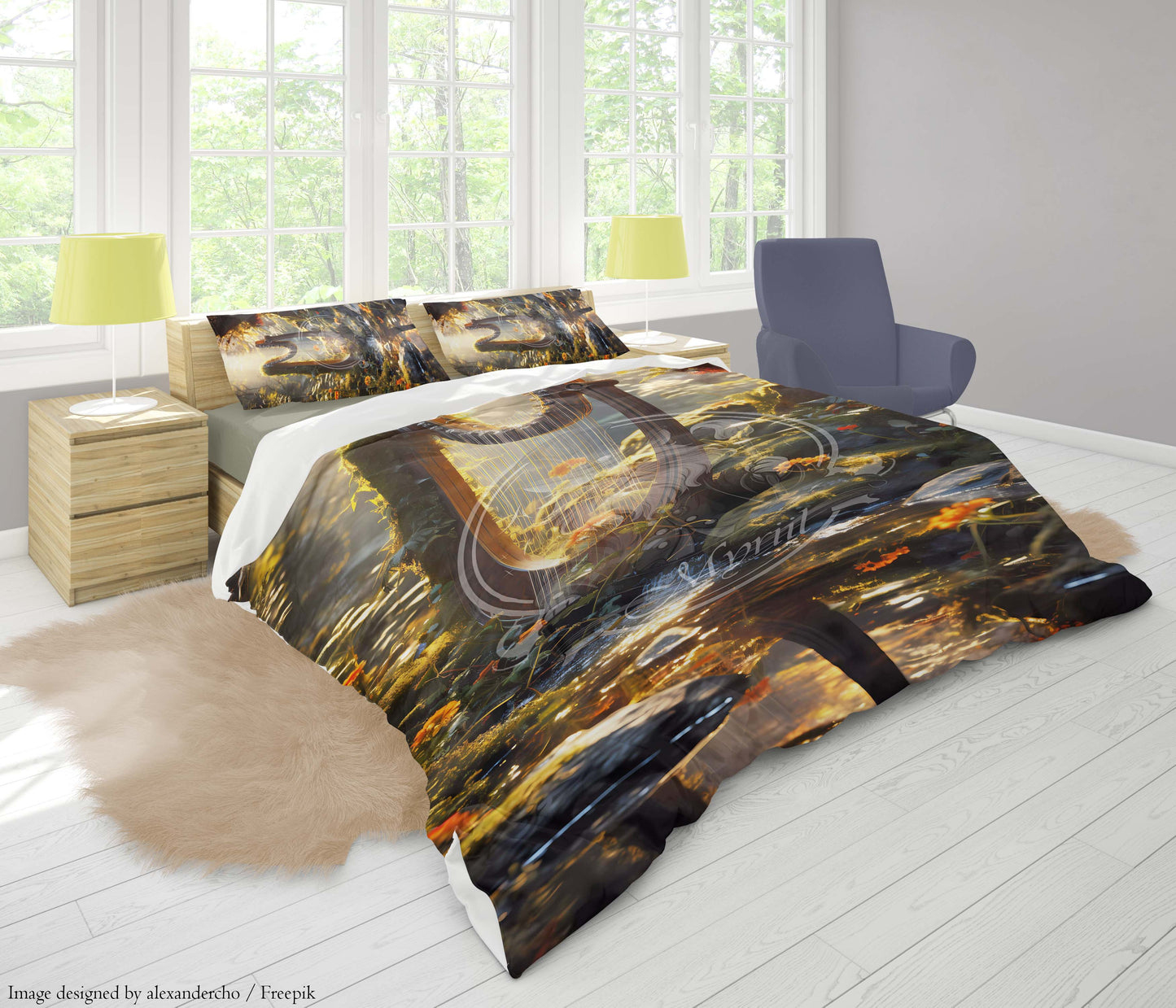 Verlaten harp op een open plek in het bos