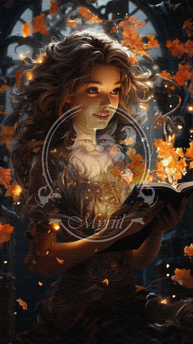 Girl reading a magical storybook
