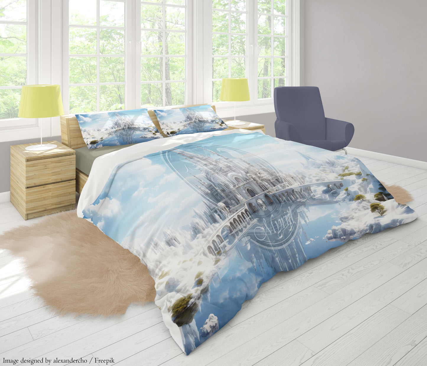 Met sneeuw bedekt kasteel