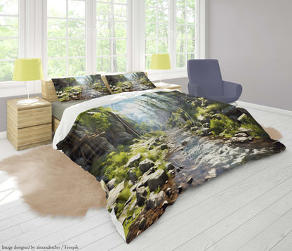 Small river stream in a lush forest