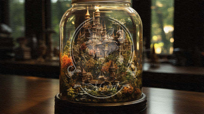 Miniature castle in a jar