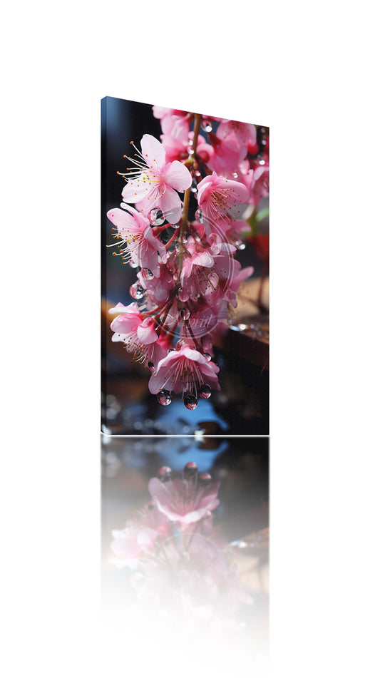 Pink flower string after rain